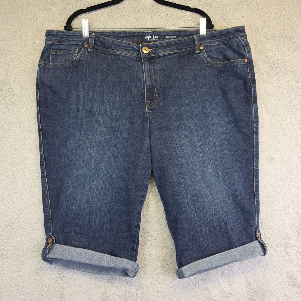 Style and Co Shorts Womens Plus Size 22W Skimmer Bermuda Flap Pockets Rolled Tab